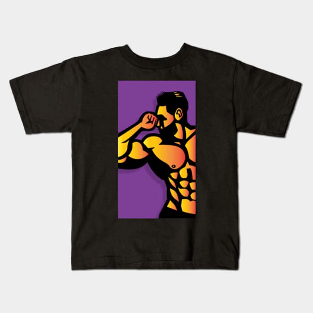 Male Physique Kids T-Shirt by ArtFactoryAI